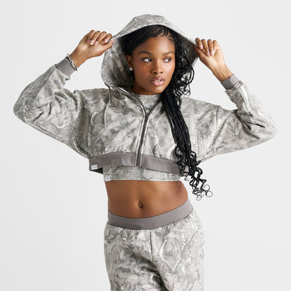 Women's DAILYSZN Fleece Cropped Full-Zip Hoodie - Camouflage
