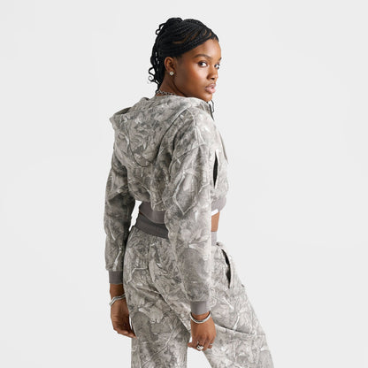 Women's DAILYSZN Fleece Cropped Full-Zip Hoodie - Camouflage