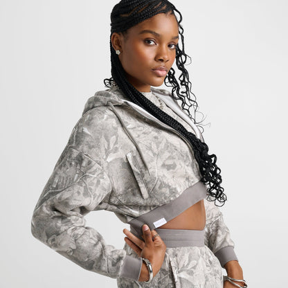 Women's DAILYSZN Fleece Cropped Full-Zip Hoodie - Camouflage