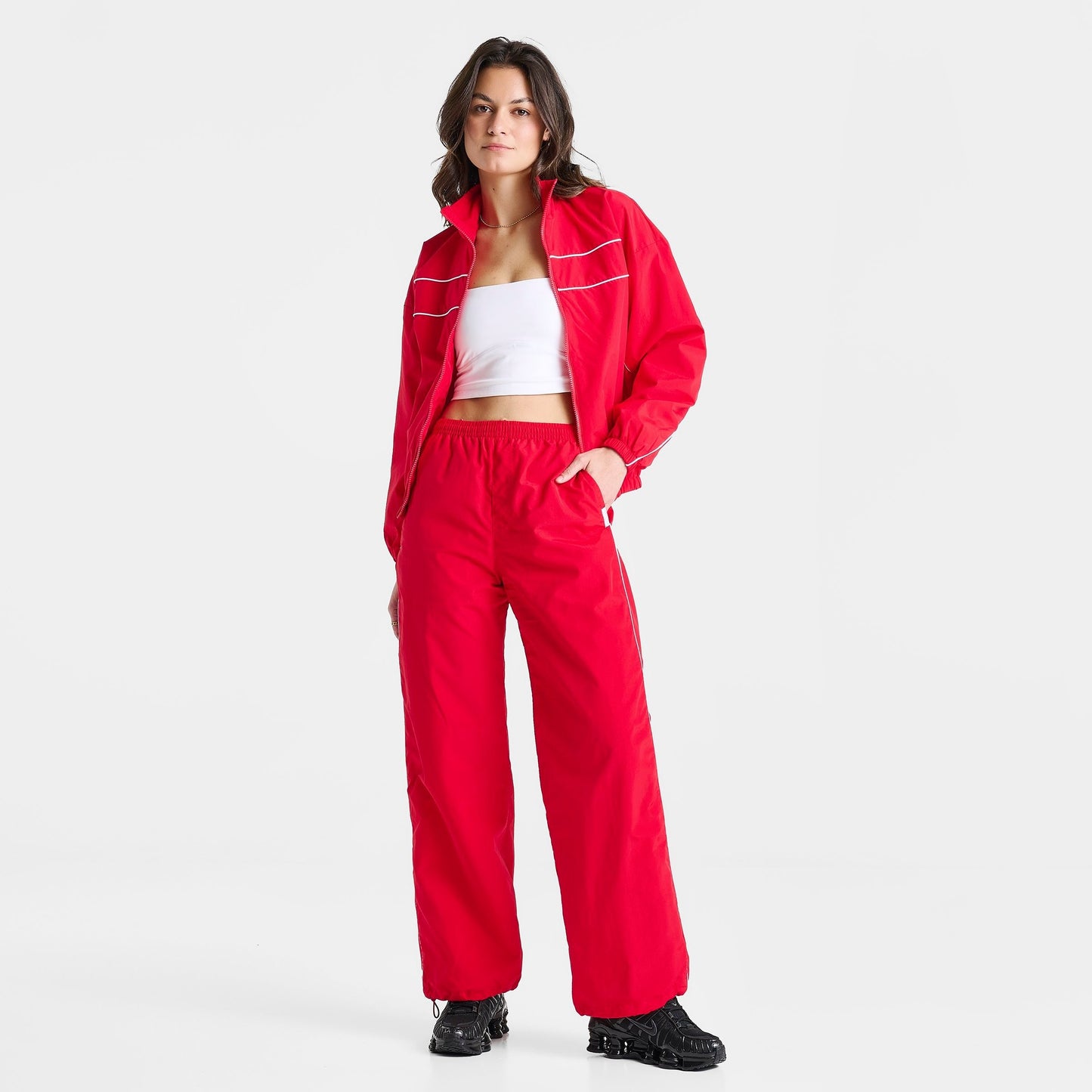 Women's DAILYSZN Weather-Resistant Piped Woven Pants - True Red
