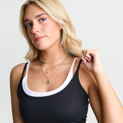 Women's DAILYSZN All Day Double Tank - Black/White