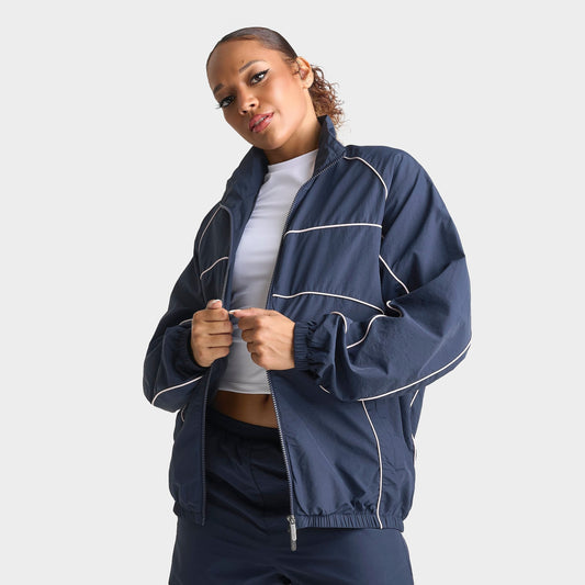 Women's DAILYSZN Weather-Resistant Piped Woven V2 Full-Zip Jacket - Navy/Pink