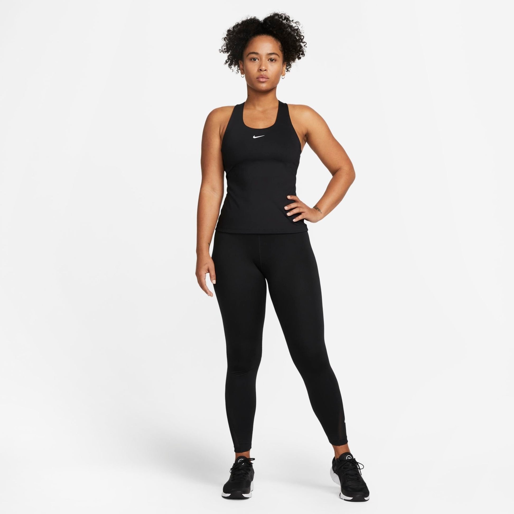 Women's Nike Swoosh Medium-Support Padded Sports Bra Tank - Black/Black/White