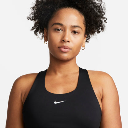 Women's Nike Swoosh Medium-Support Padded Sports Bra Tank - Black/Black/White