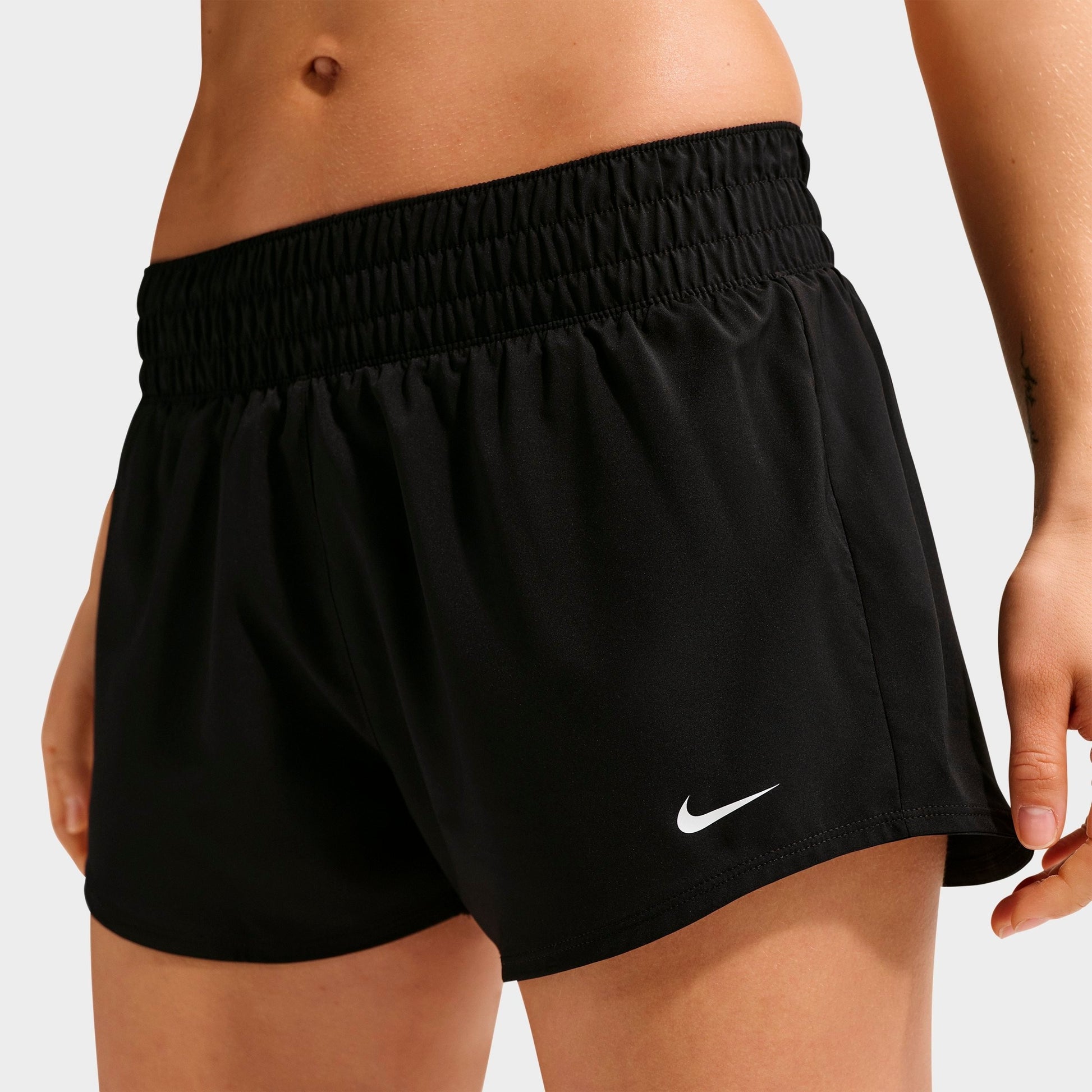 Women's Nike One Dri-FIT Mid-Rise 3" Brief-Lined Shorts - Black/White
