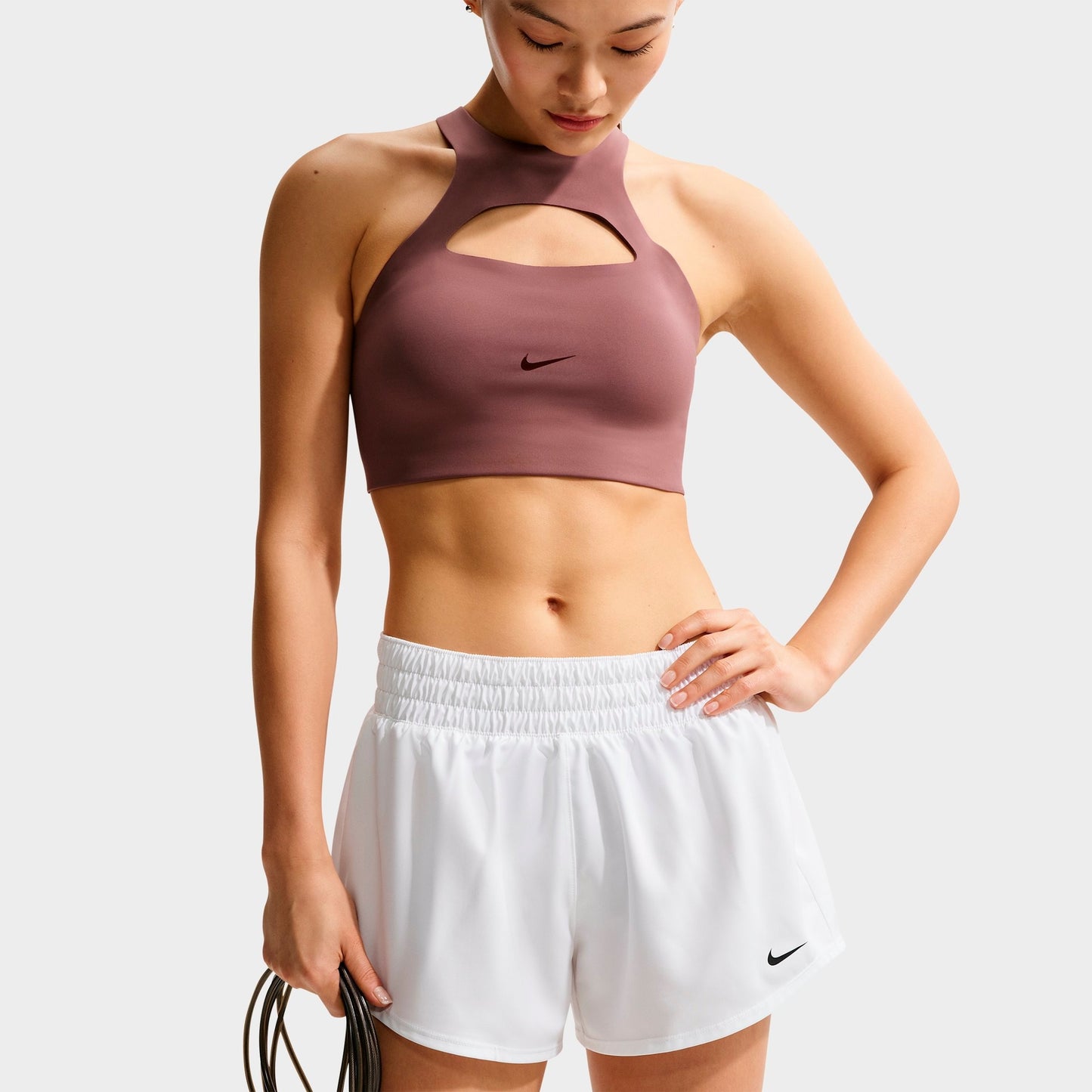 Women's Nike One Dri-FIT Mid-Rise 3" Brief-Lined Shorts - White/Black