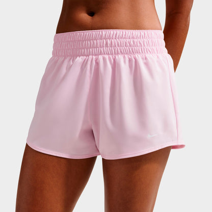 Women's Nike One Dri-FIT Mid-Rise 3" Brief-Lined Shorts - Pink Foam/White