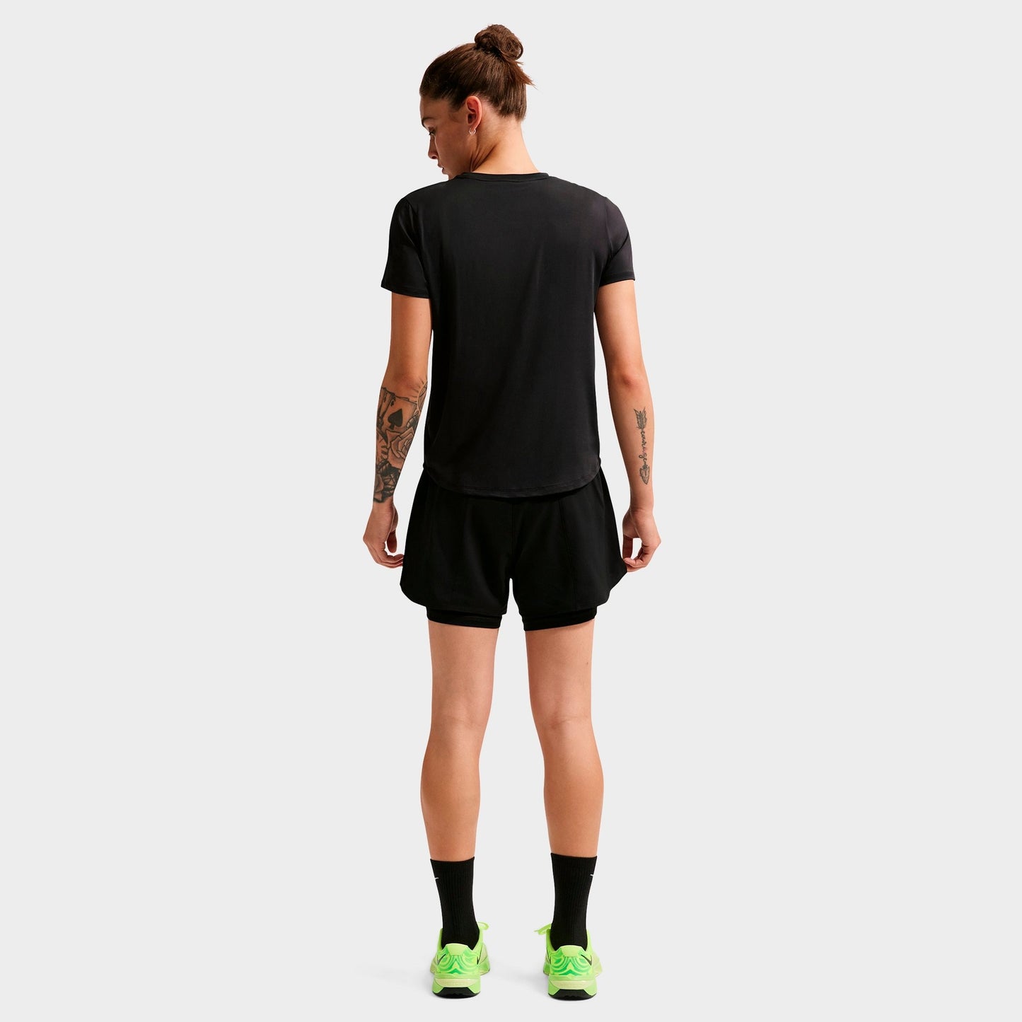Women's Nike One Fitted Dri-FIT High-Waisted 3-Inch 2-in-1 Shorts - Black/White