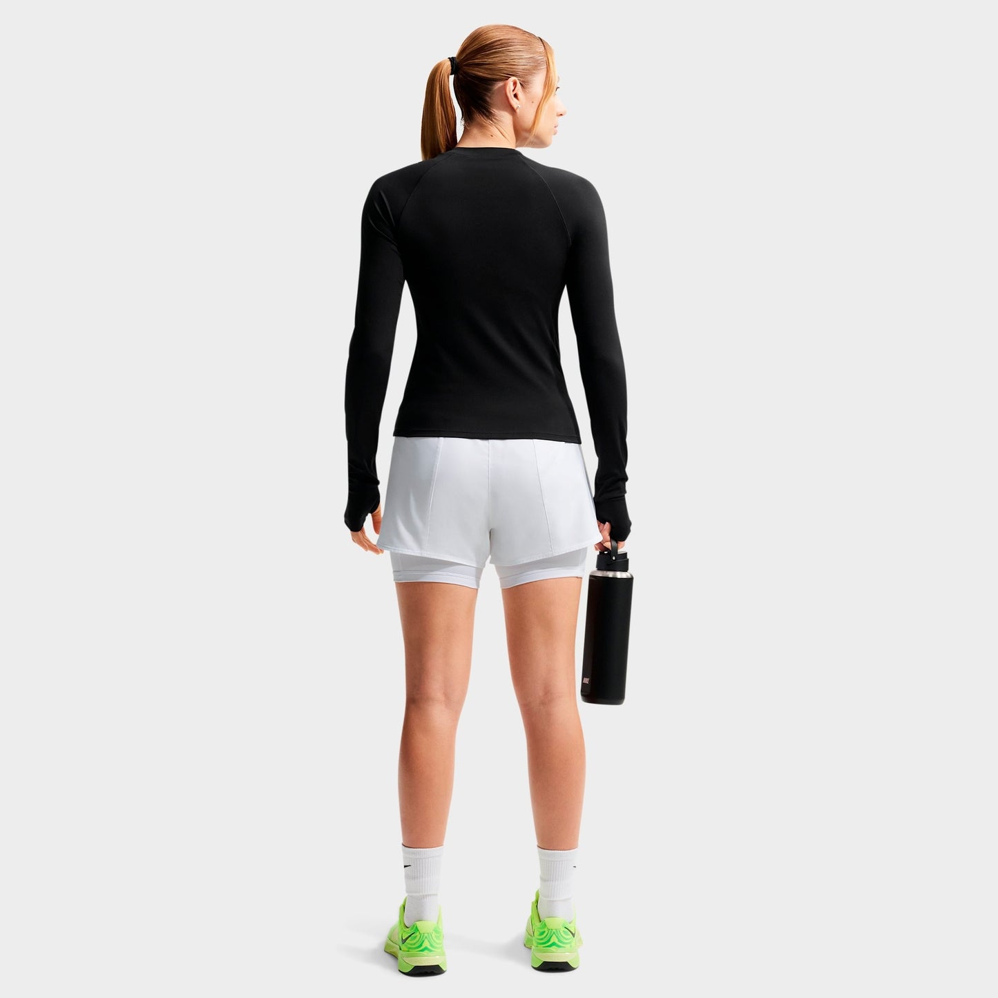 Women's Nike One Fitted Dri-FIT High-Waisted 3-Inch 2-in-1 Shorts - White/Black