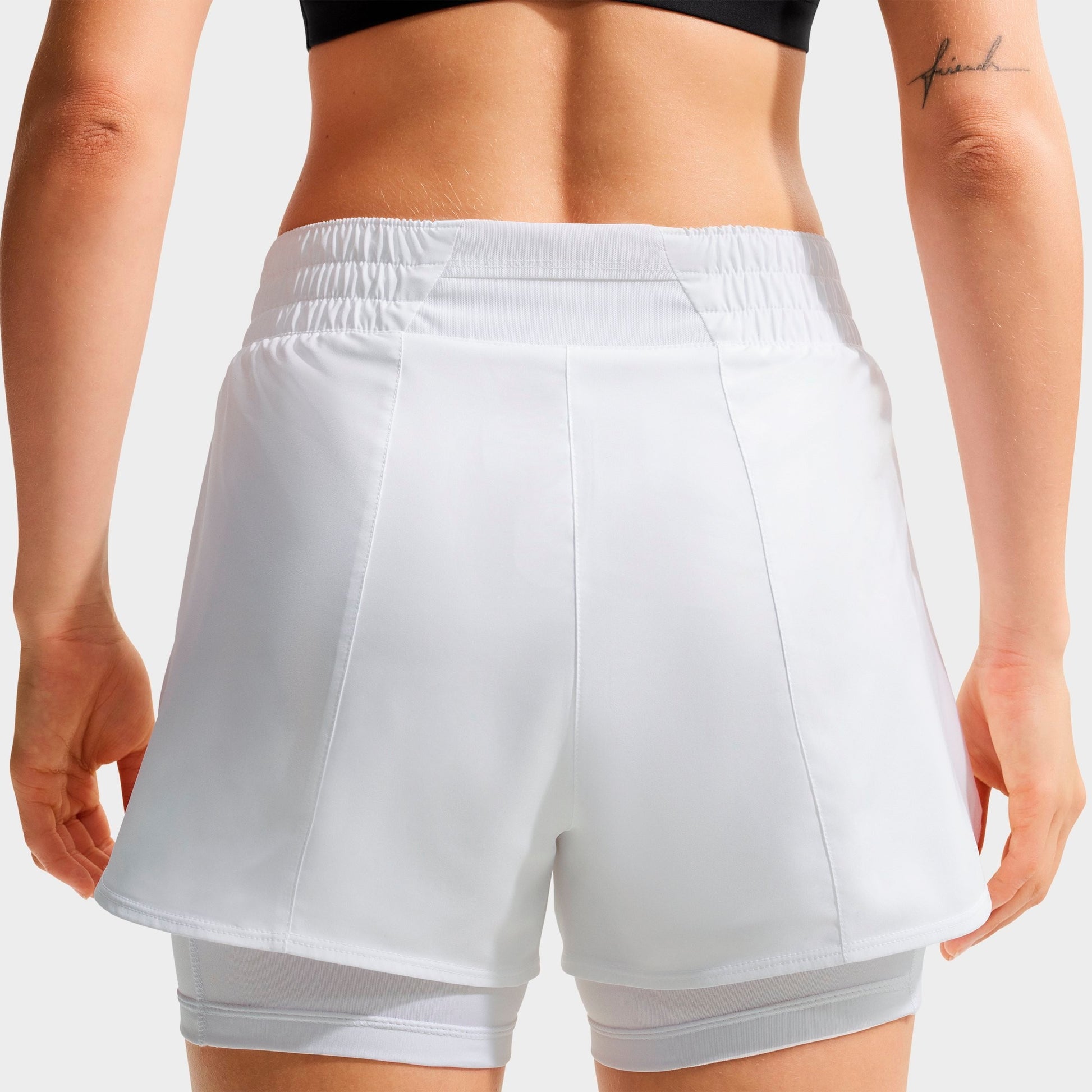 Women's Nike One Fitted Dri-FIT High-Waisted 3-Inch 2-in-1 Shorts - White/Black