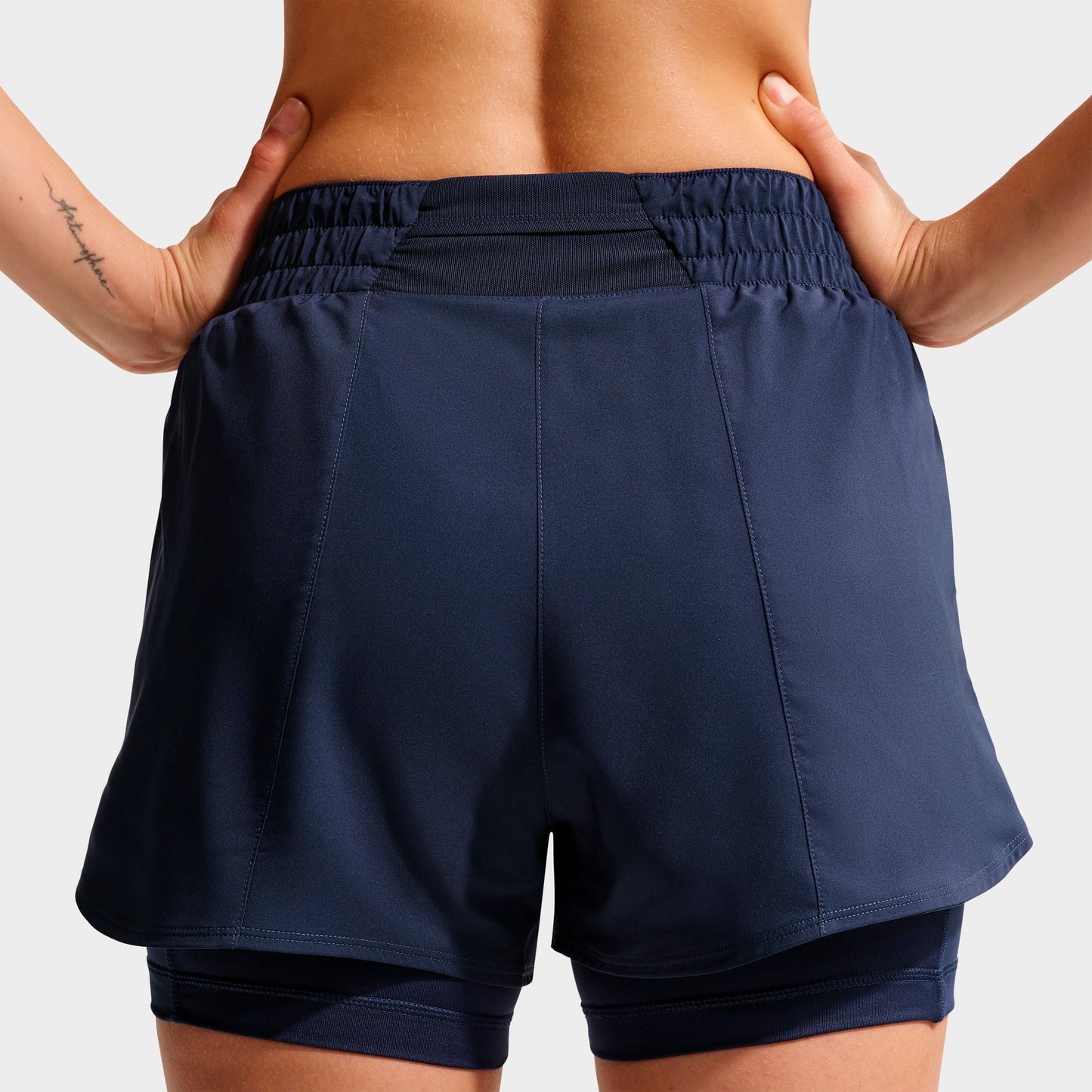 Women's Nike One Fitted Dri-FIT High-Waisted 3-Inch 2-in-1 Shorts - Midnight Navy/White