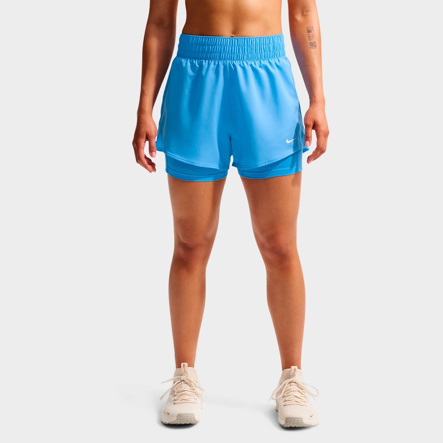 Women's Nike One Fitted Dri-FIT High-Waisted 3-Inch 2-in-1 Shorts - University Blue/White