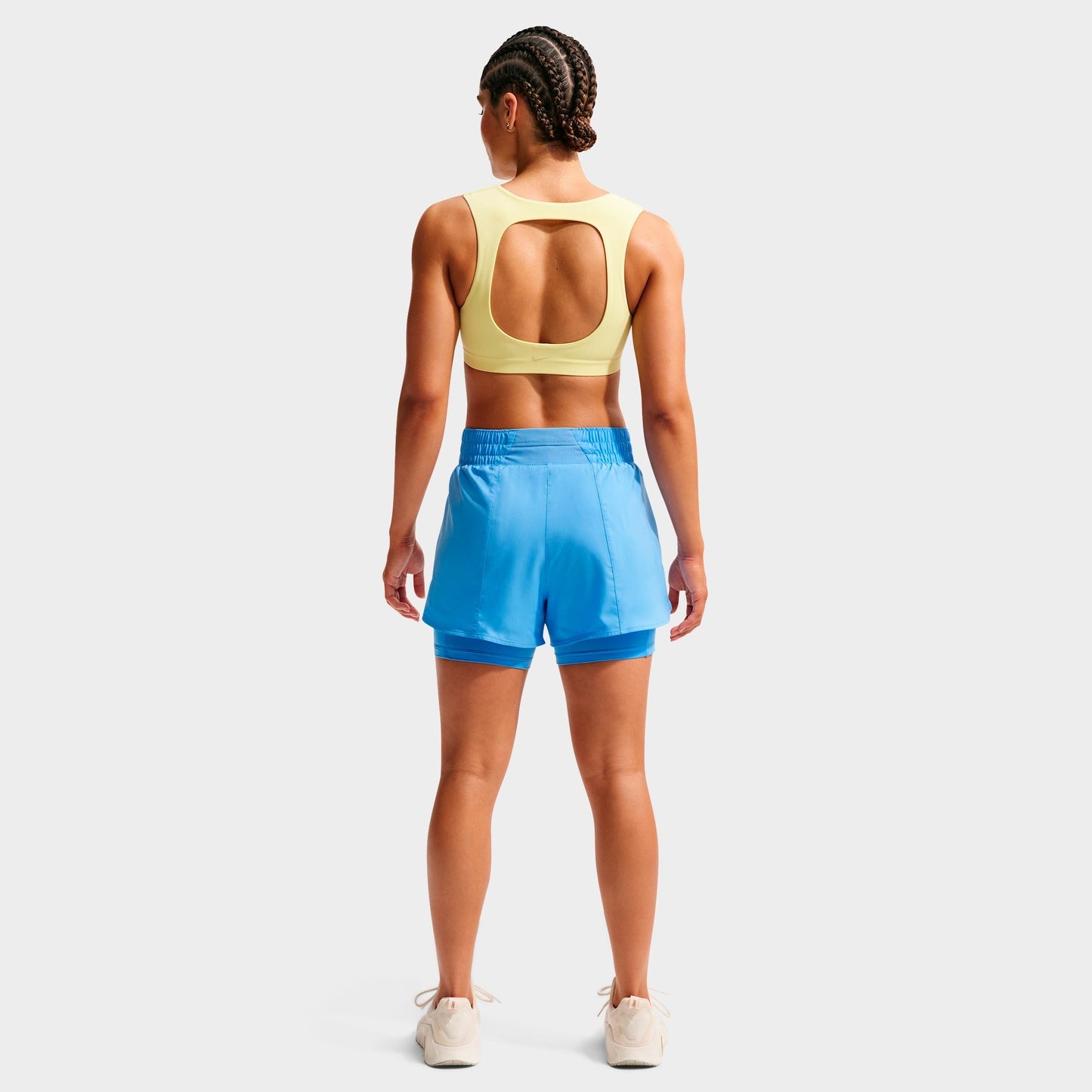 Women's Nike One Fitted Dri-FIT High-Waisted 3-Inch 2-in-1 Shorts - University Blue/White