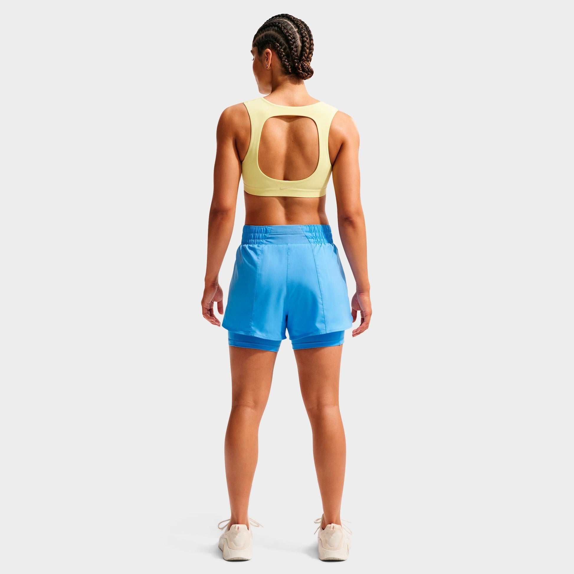 Women's Nike One Fitted Dri-FIT High-Waisted 3-Inch 2-in-1 Shorts - University Blue/White