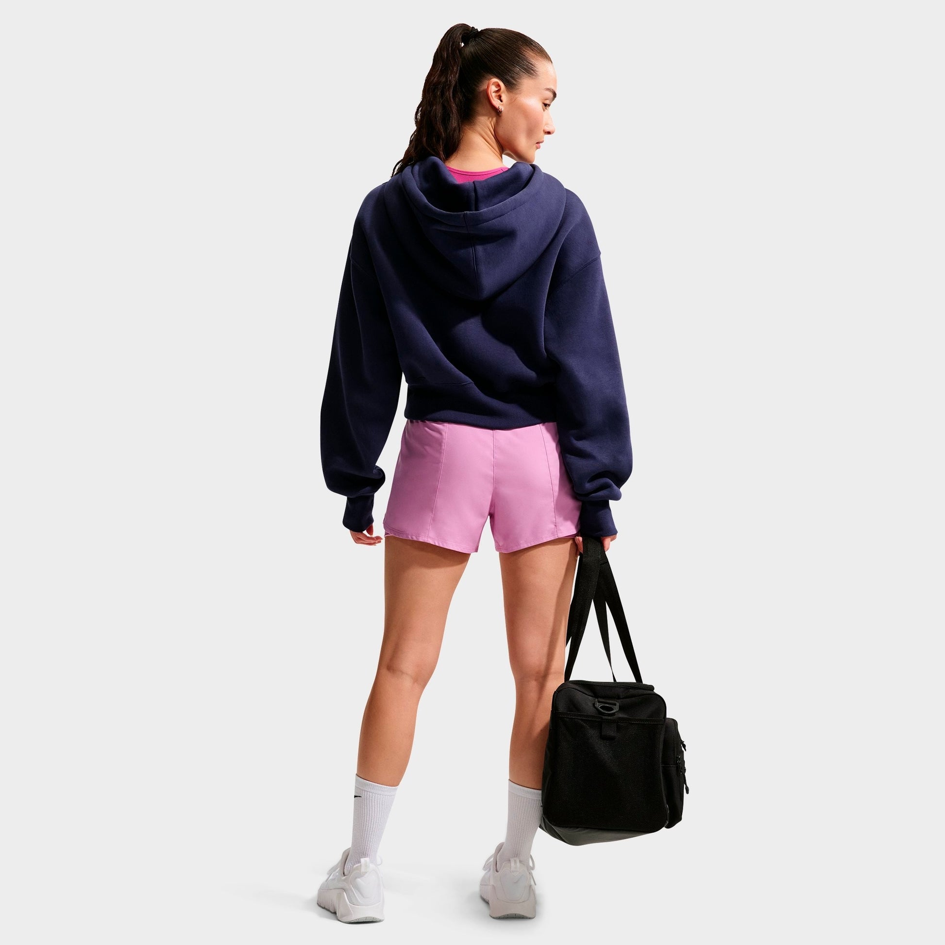 Women's Nike One Fitted Dri-FIT High-Waisted 3-Inch 2-in-1 Shorts - Light Magenta/White