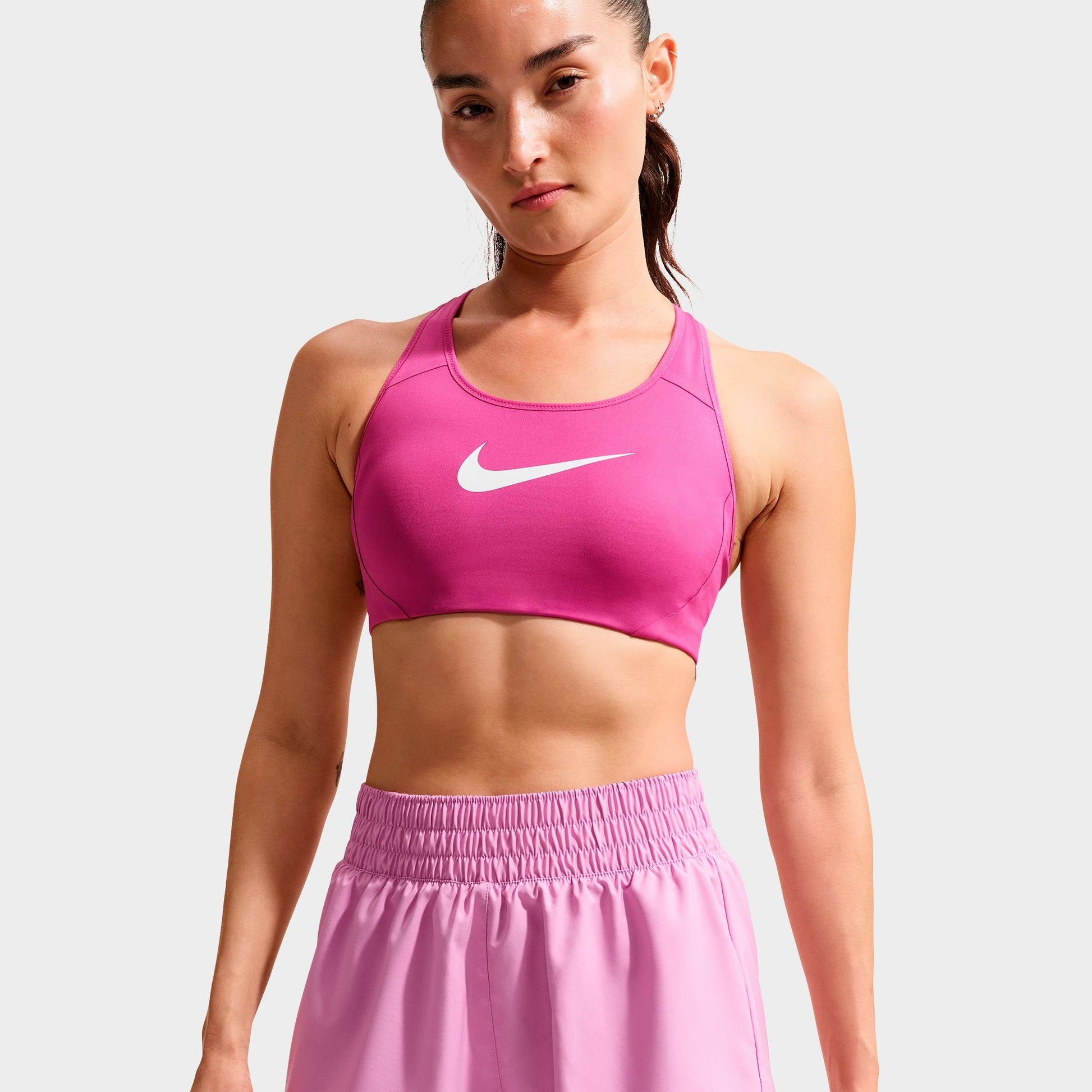 Women's Nike One Fitted Dri-FIT High-Waisted 3-Inch 2-in-1 Shorts - Light Magenta/White