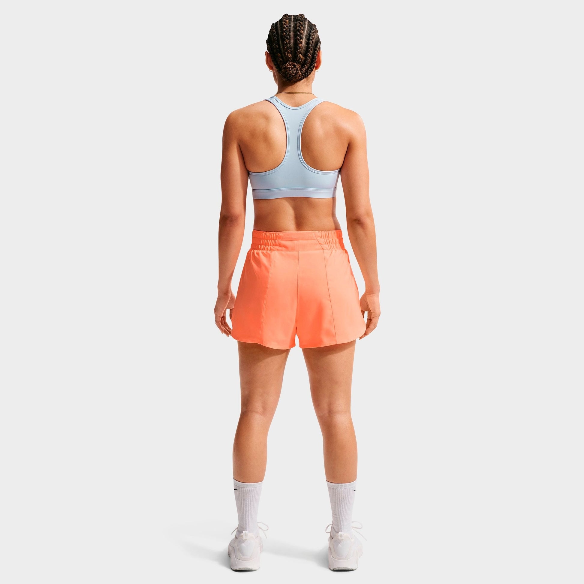 Women's Nike One Fitted Dri-FIT High-Waisted 3-Inch 2-in-1 Shorts - Orange Pulse/White