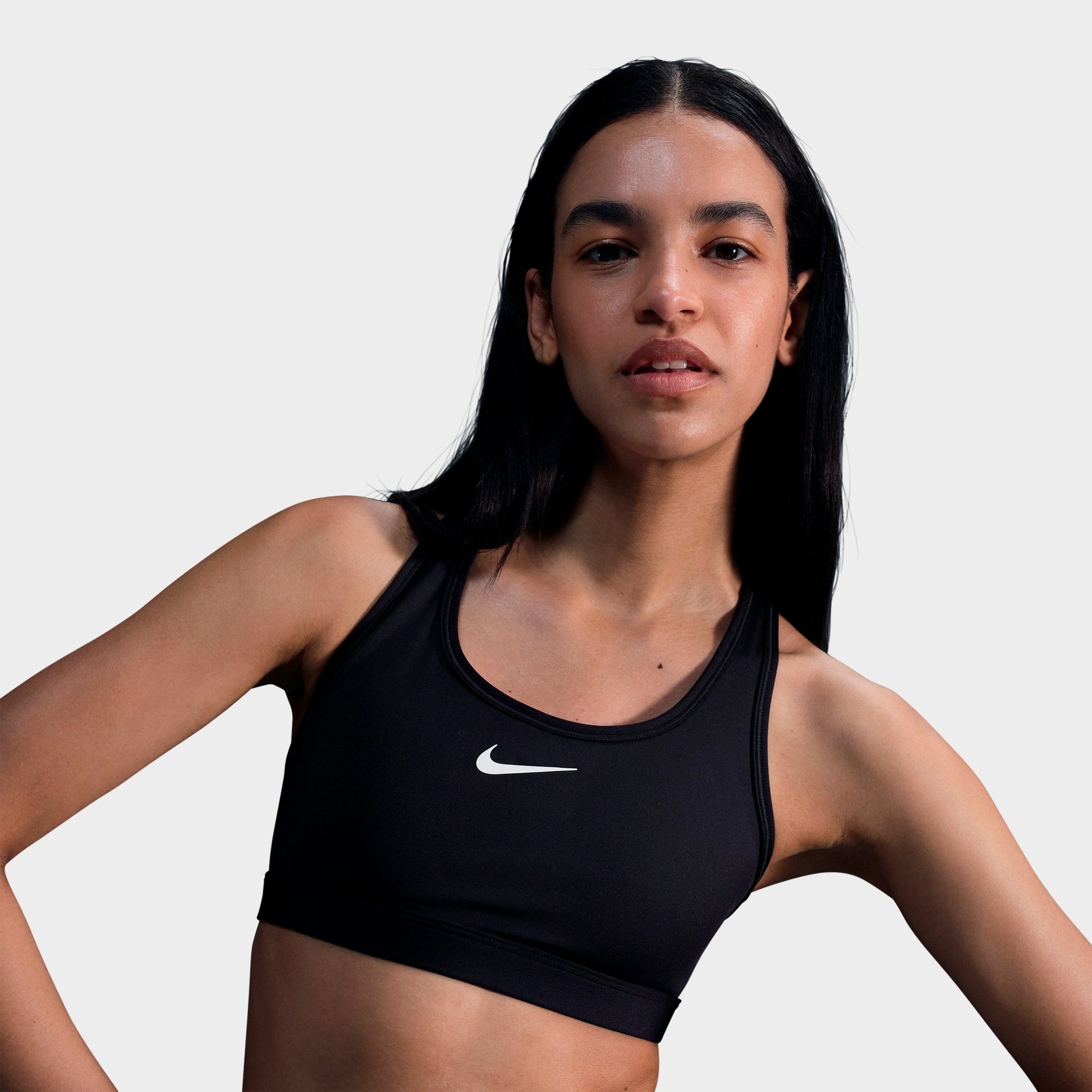Women's Nike Swoosh Medium Support Sports Bra - Black/White