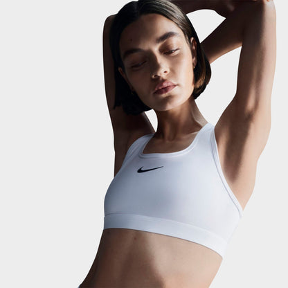 Women's Nike Swoosh Medium Support Sports Bra - White/Stone Mauve/Black