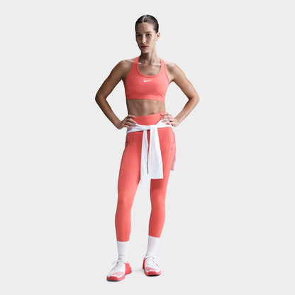 Women's Nike Swoosh Medium Support Sports Bra - Magic Ember/White