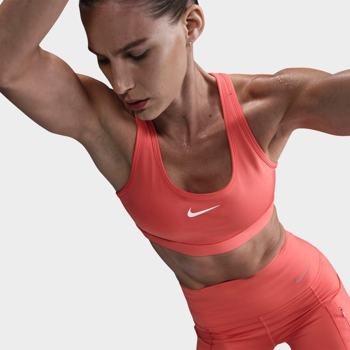 Women's Nike Swoosh Medium Support Sports Bra - Magic Ember/White