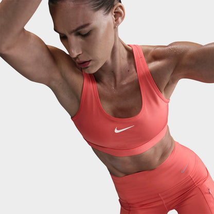 Women's Nike Swoosh Medium Support Sports Bra - Magic Ember/White