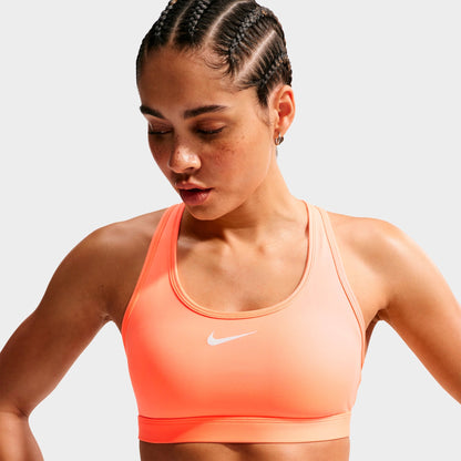 Women's Nike Swoosh Medium Support Sports Bra - Orange Pulse/White