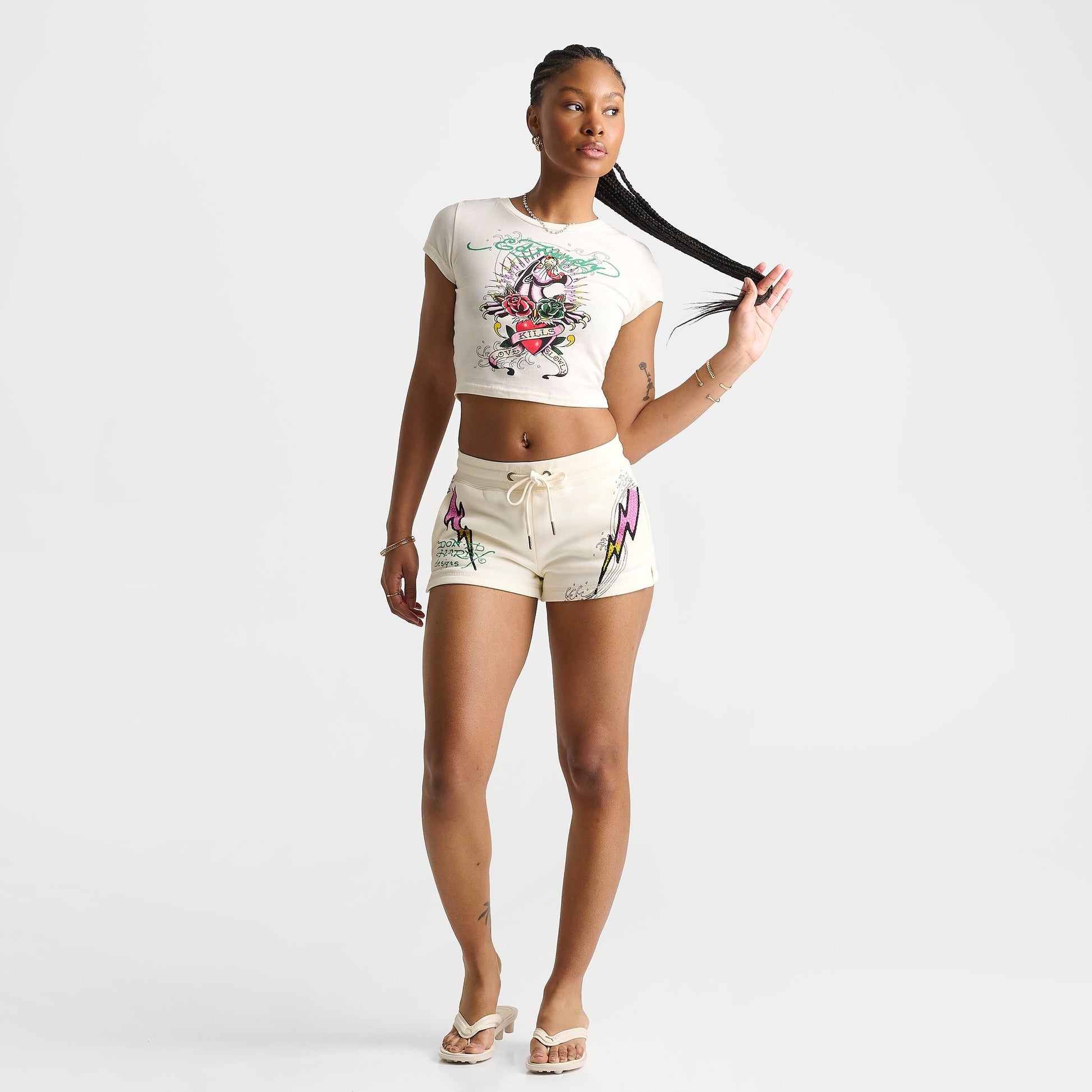 Women's Ed Hardy Pink Panther Baby T-Shirt - Ivory