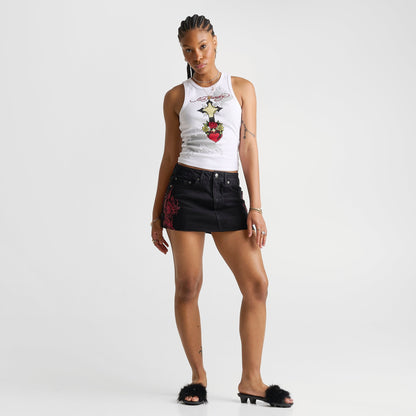Women's Ed Hardy Cross Heart Rhinestone Tank - White