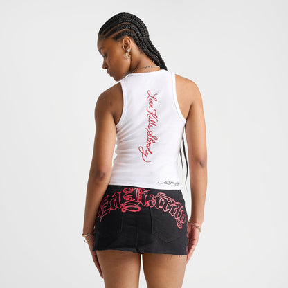 Women's Ed Hardy Cross Heart Rhinestone Tank - White