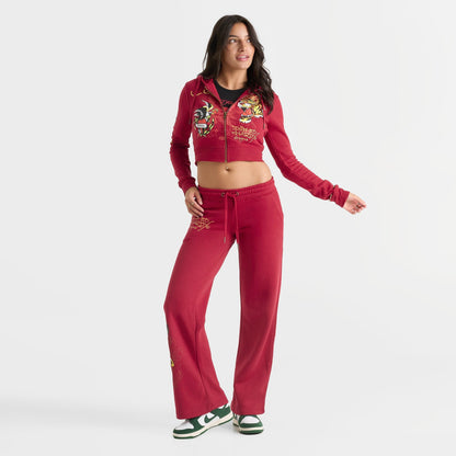 Women's Ed Hardy Eagle Fleece Jogger Pants - Deep Red