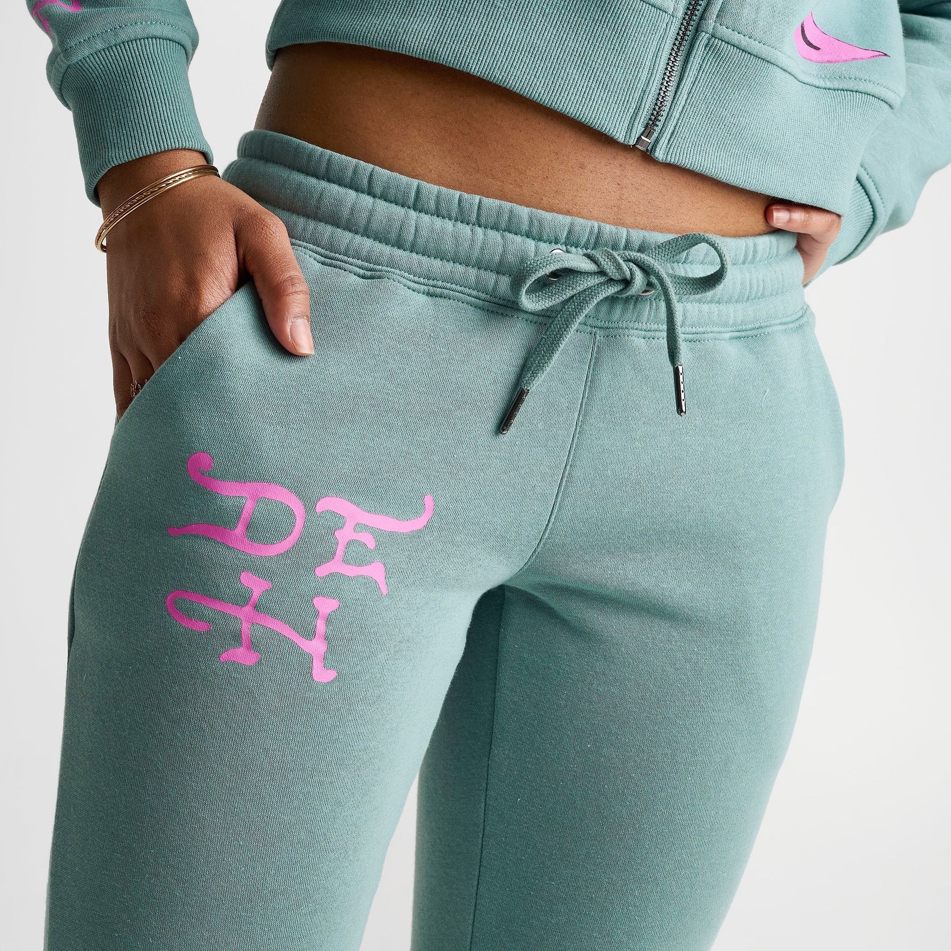 Women's Ed Hardy Wings Bootcut Fleece Pants - Seafoam