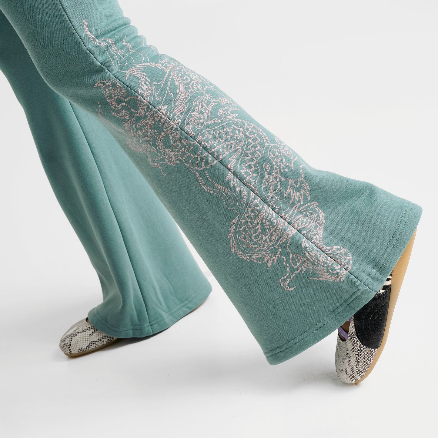Women's Ed Hardy Wings Bootcut Fleece Pants - Seafoam