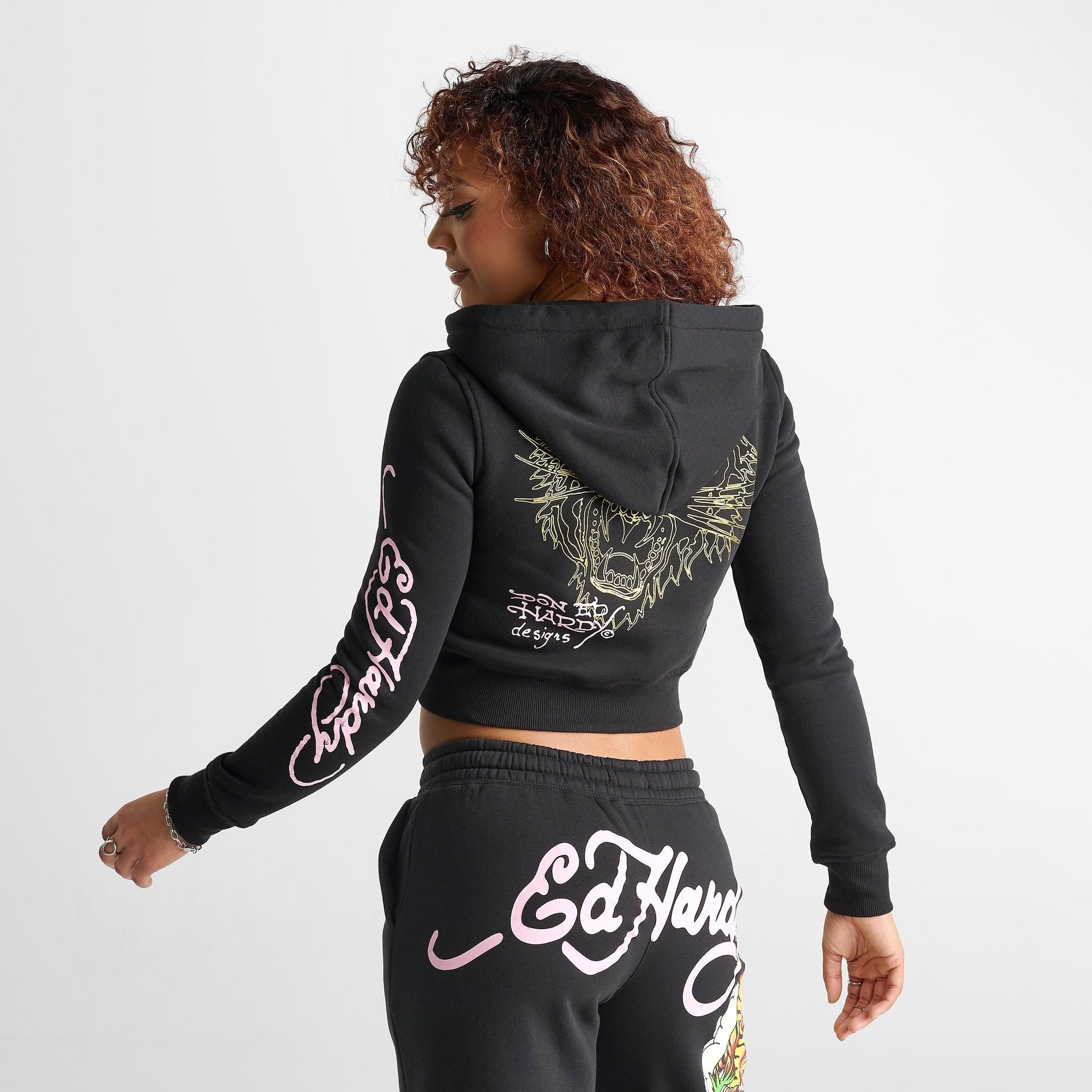 Women's Ed Hardy Mountain Tiger Fleece Full-Zip Hoodie - Black