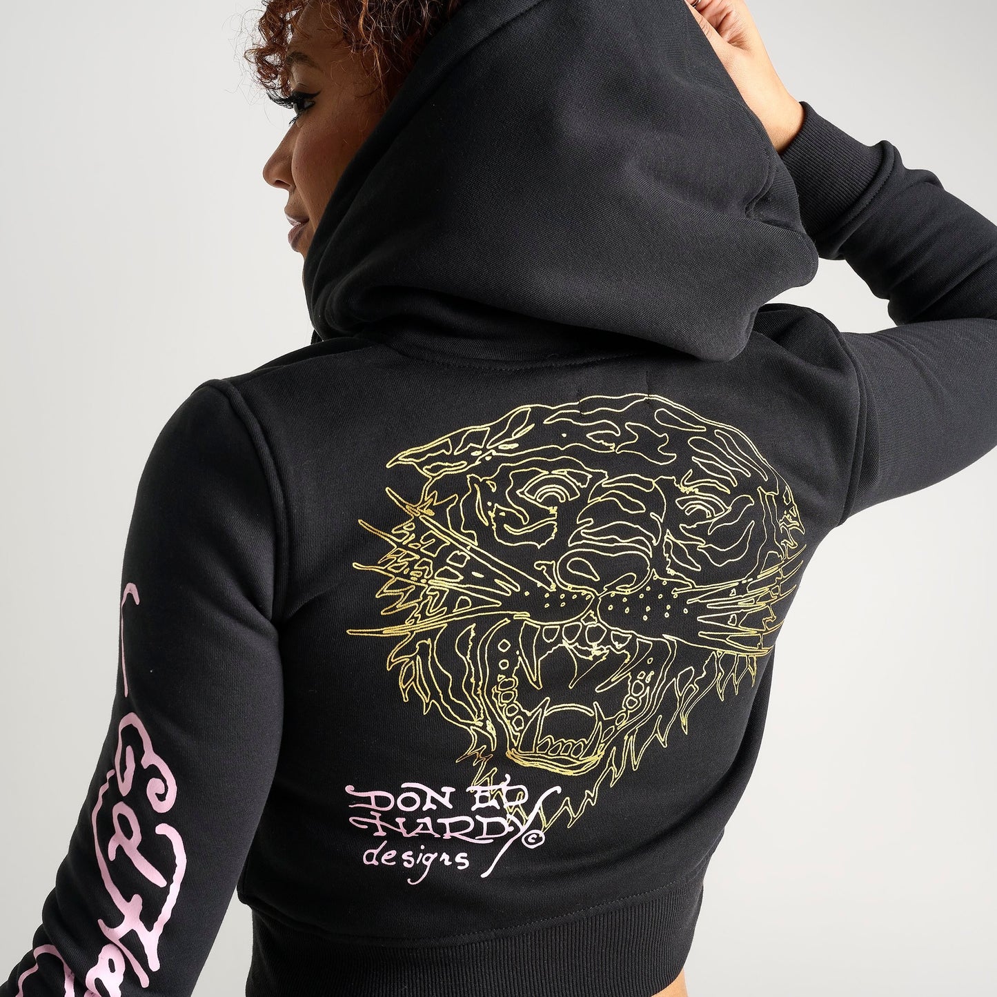 Women's Ed Hardy Mountain Tiger Fleece Full-Zip Hoodie - Black