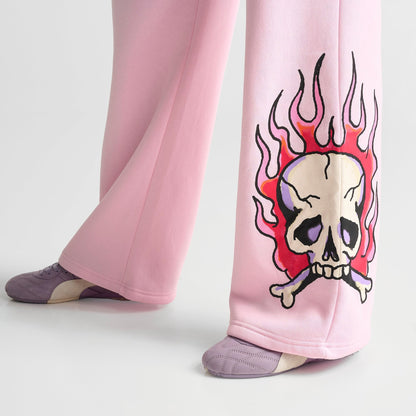Women's Ed Hardy Leopard Fleece Jogger Pants - Pink Ballerina