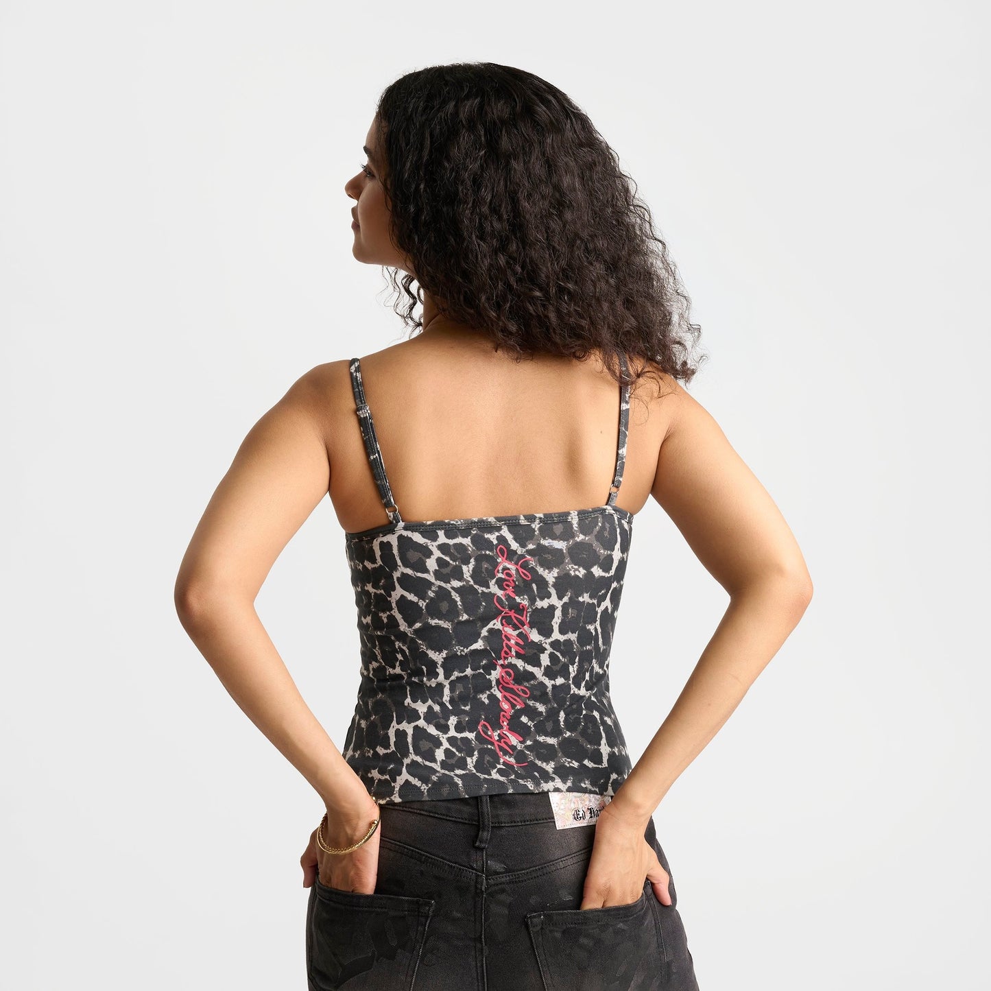 Women's Ed Hardy Panther Cami Tank Top - Black Leopard