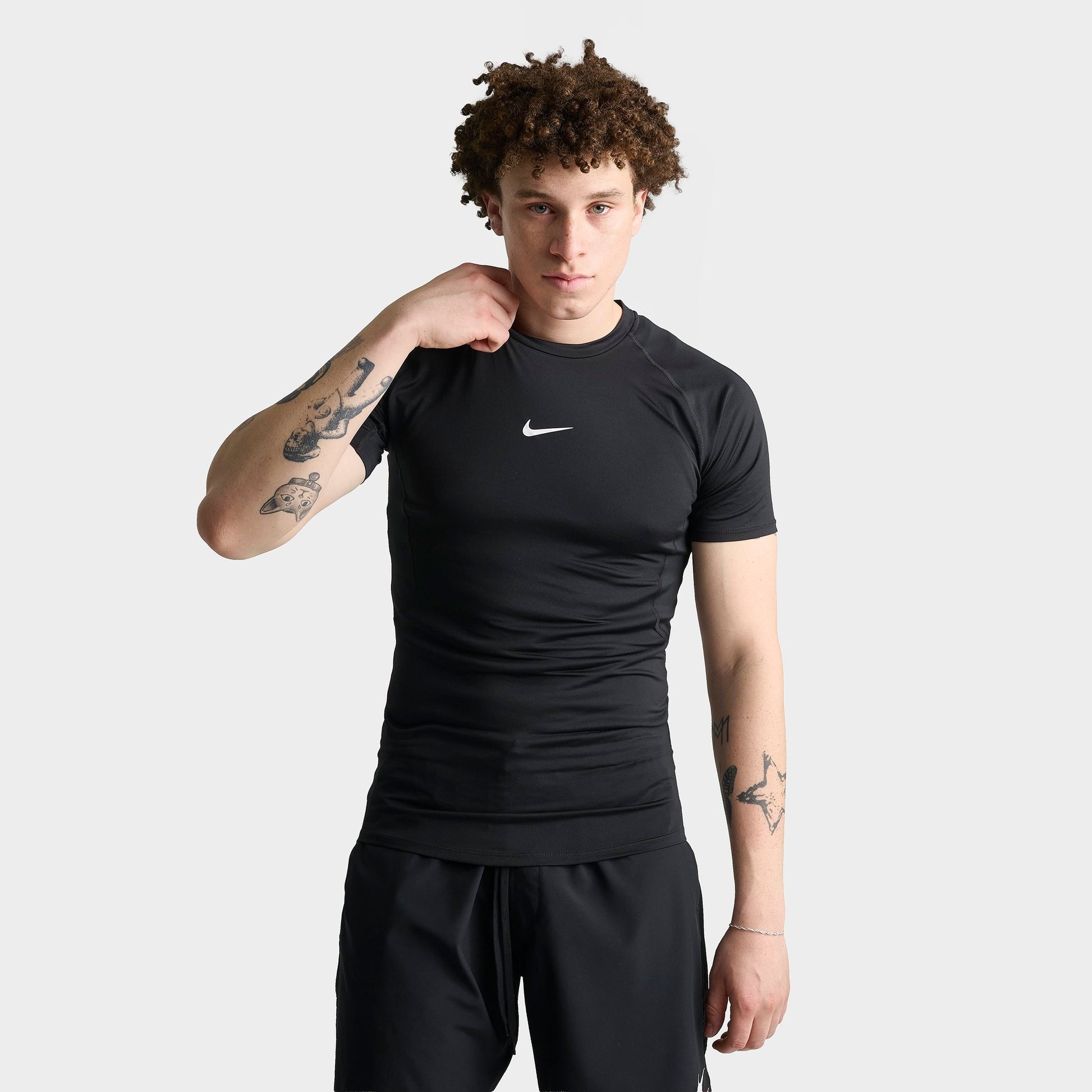 Men's Nike Pro Dri-FIT Tight Short-Sleeve Fitness Top - Black/White