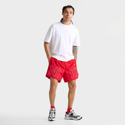 Men's Nike Sportswear Embroidered Woven Flow Shorts - Red/White