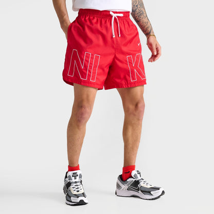 Men's Nike Sportswear Embroidered Woven Flow Shorts - Red/White