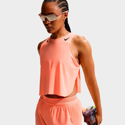 Women's Nike AeroSwift Dri-FIT ADV Crop Tank Top - Orange Pulse/Black