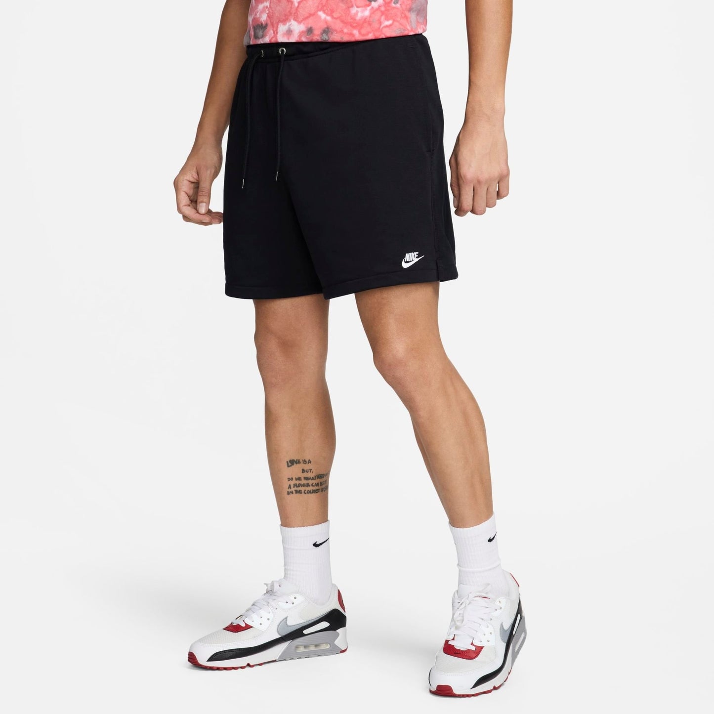 Men's Nike Club French Terry Flow Shorts - Black/Black/White