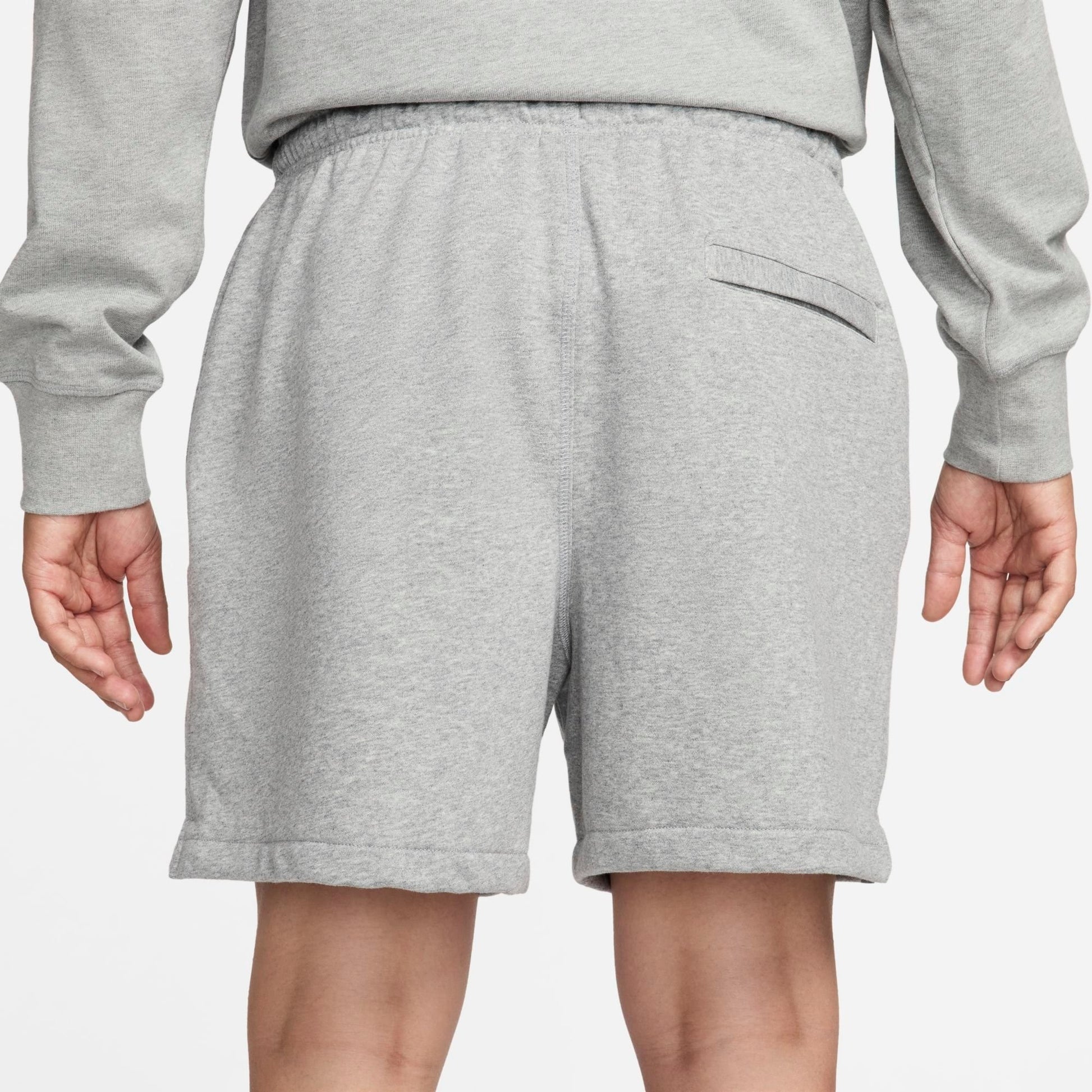 Men's Nike Club French Terry Flow Shorts - Dark Grey Heather/Light Smoke Grey/White