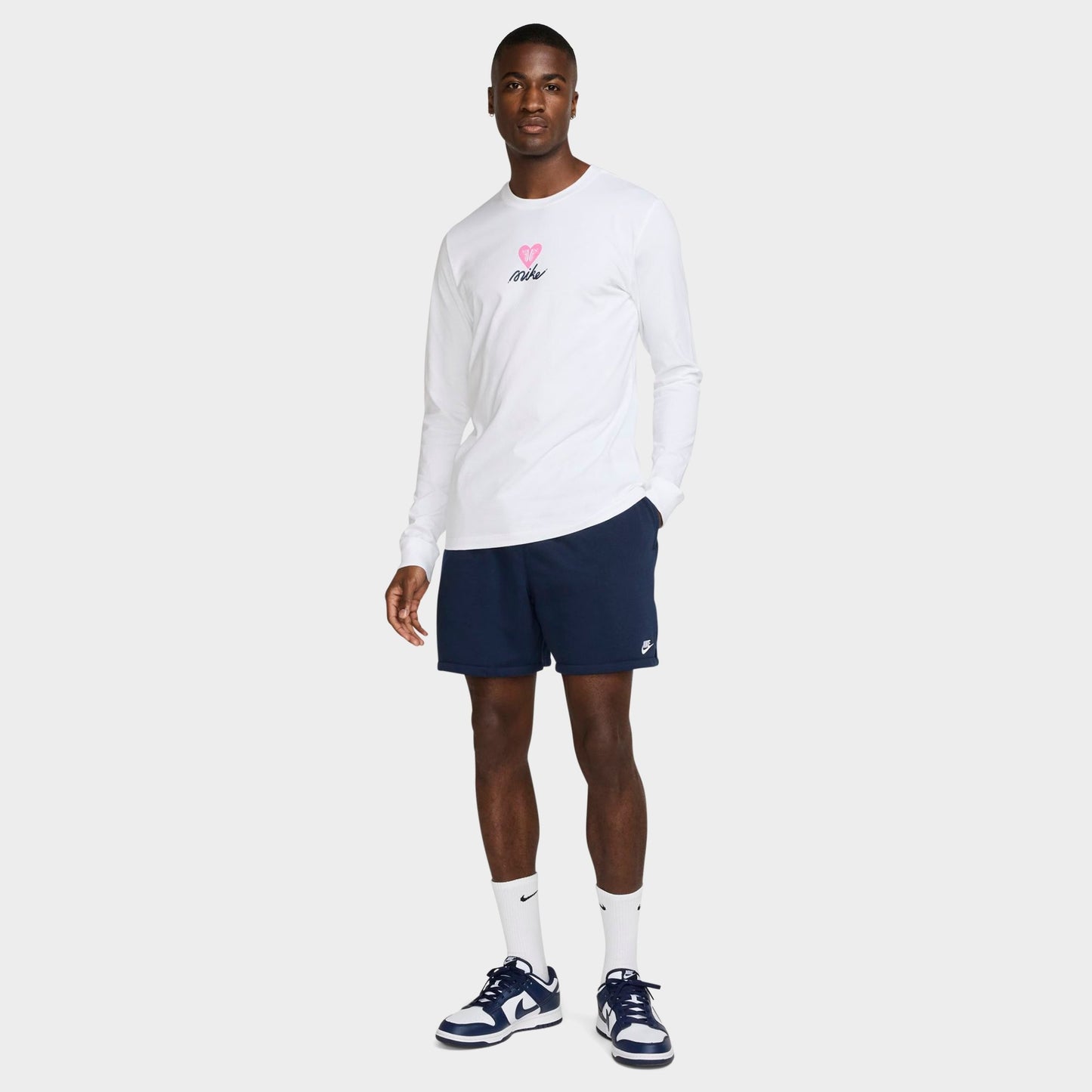 Men's Nike Club French Terry Flow Shorts - Obsidian/Obsidian/White