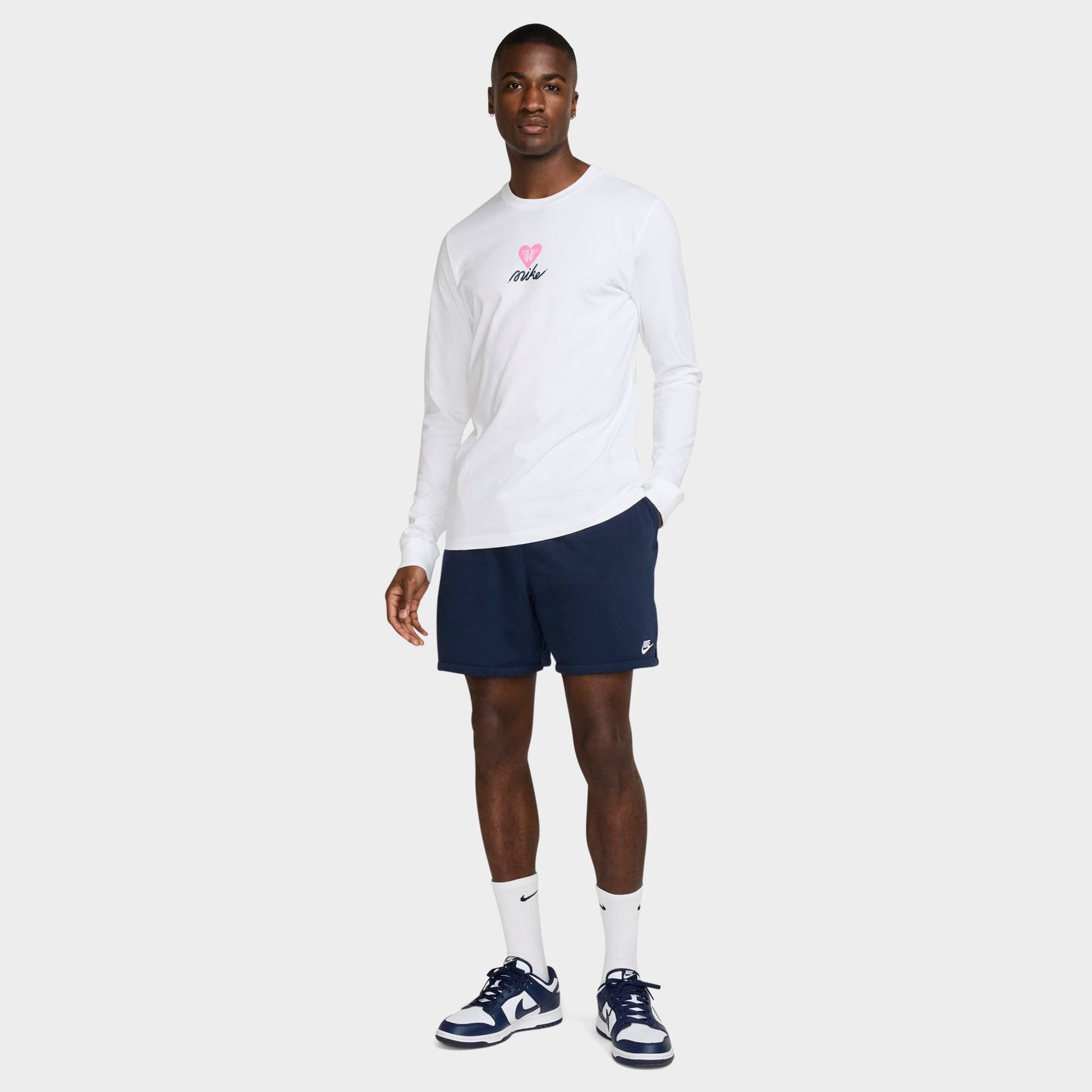 Men's Nike Club French Terry Flow Shorts - Obsidian/Obsidian/White
