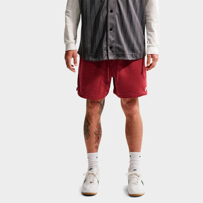Men's Nike Club French Terry Flow Shorts - Team Crimson/Team Crimson/White