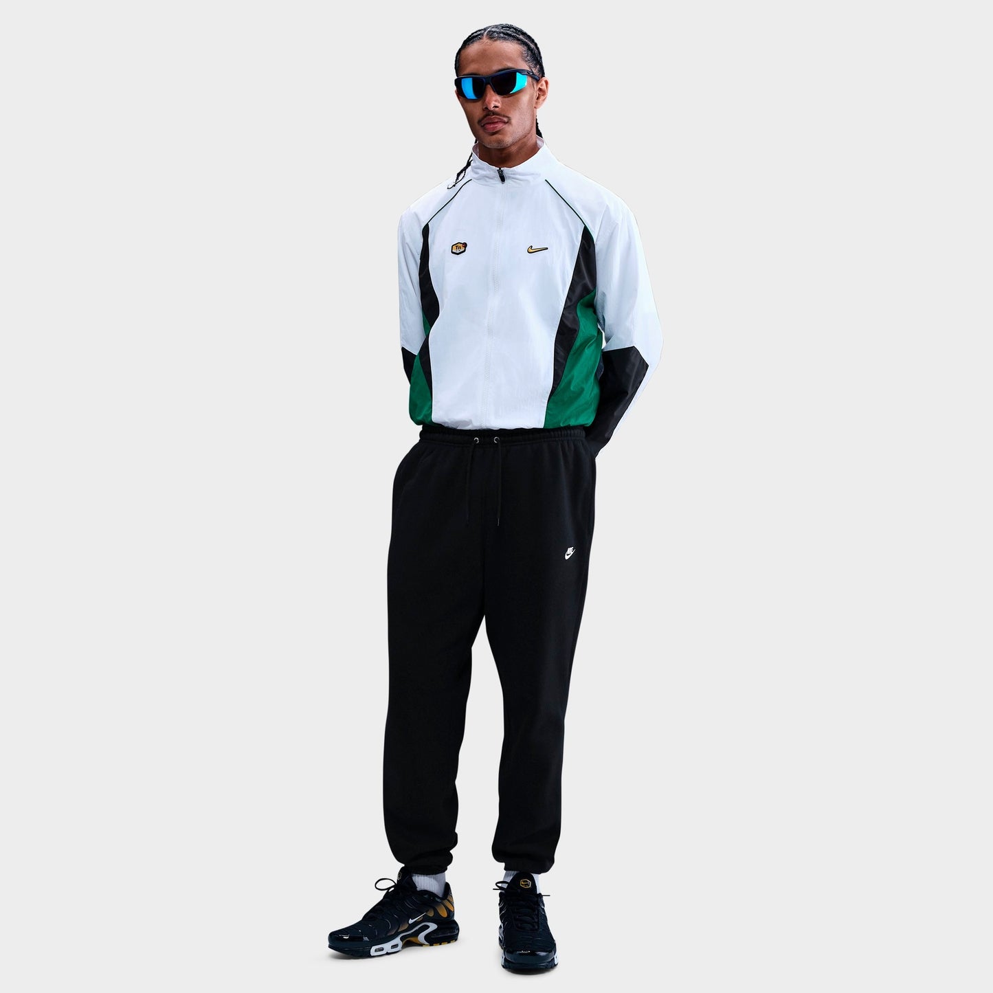 Men's Nike Club Fleece Brushed Premium Cuffed Sweatpants - Black/Black/White