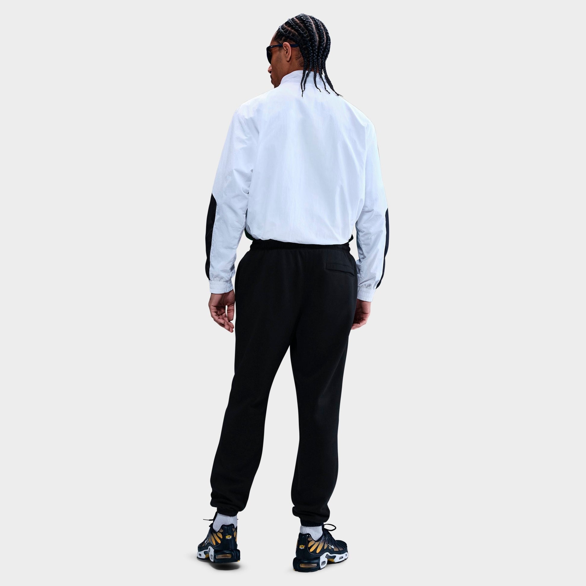Men's Nike Club Fleece Brushed Premium Cuffed Sweatpants - Black/Black/White