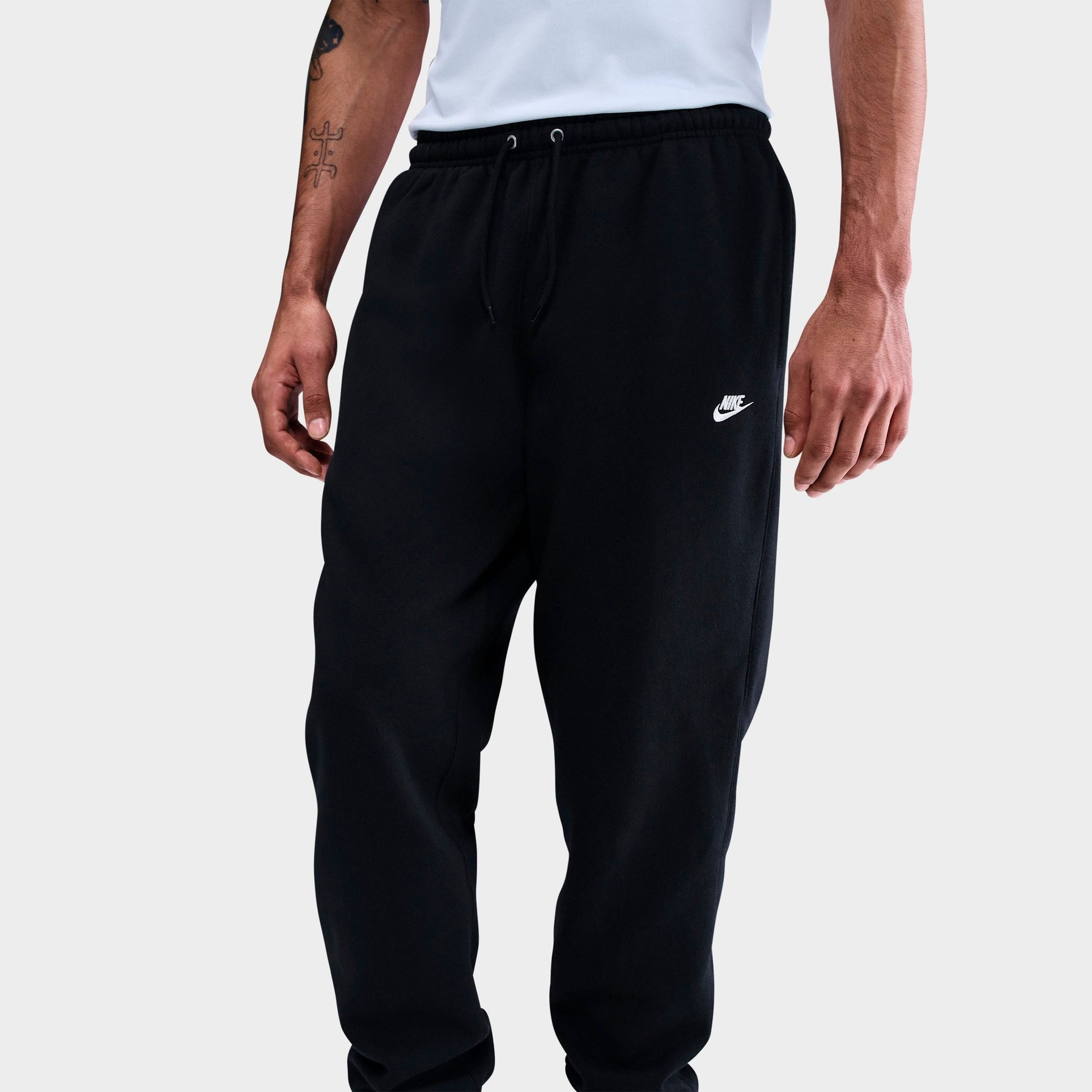 Men's Nike Club Fleece Brushed Premium Cuffed Sweatpants - Black/Black/White