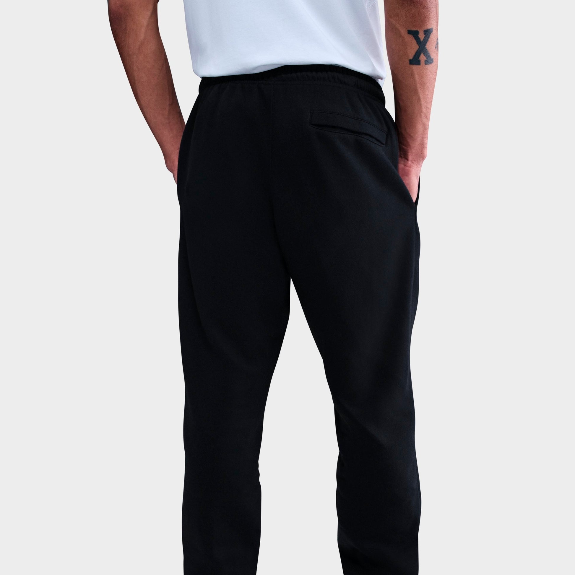 Men's Nike Club Fleece Brushed Premium Cuffed Sweatpants - Black/Black/White